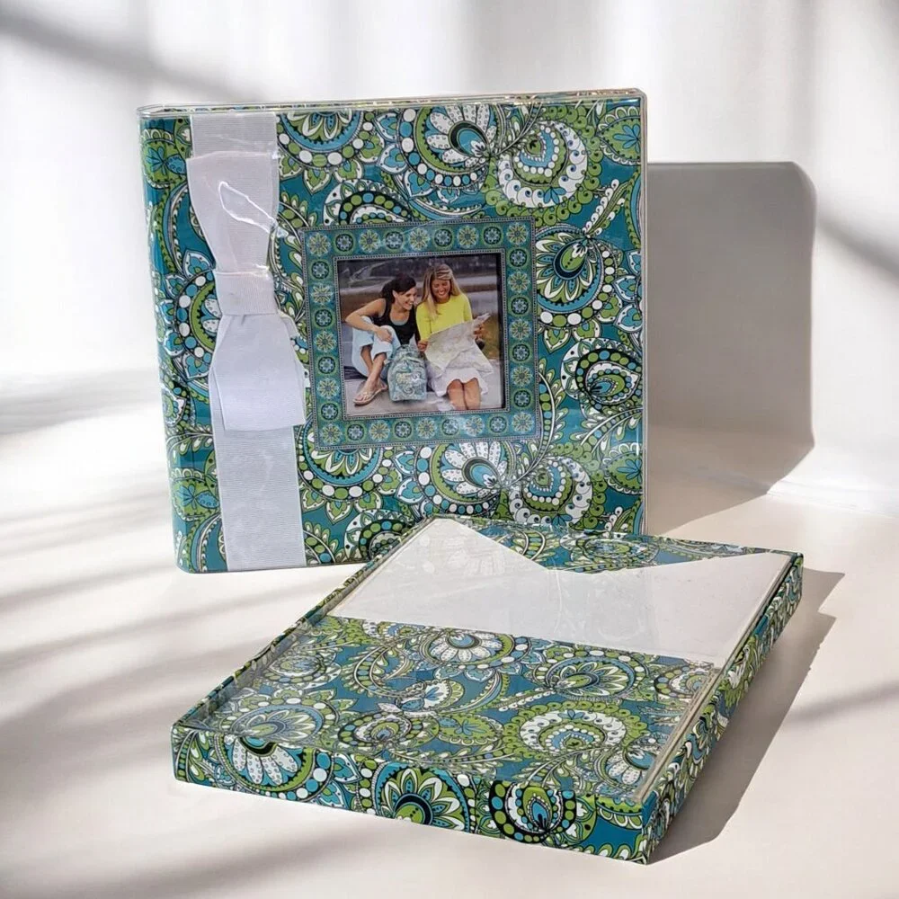Vera Bradley Deluxe Photo Album Turquoise Peacock Paisley 100 Page 200 Photos